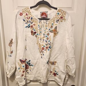 Embroidered White Bohemian Top